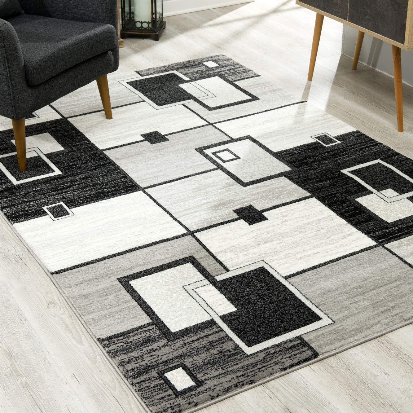 3' X 5' Gray Abstract Power Loom Area Rug