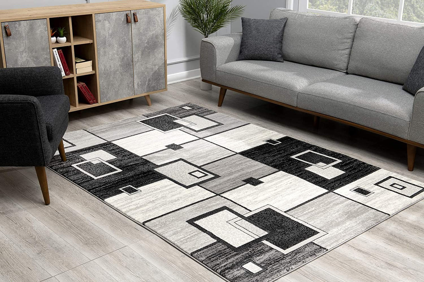 3' X 5' Gray Abstract Power Loom Area Rug