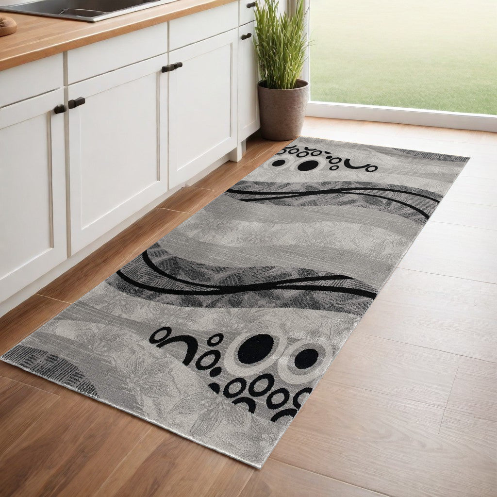 5' X 7' Gray Abstract Dhurrie Area Rug