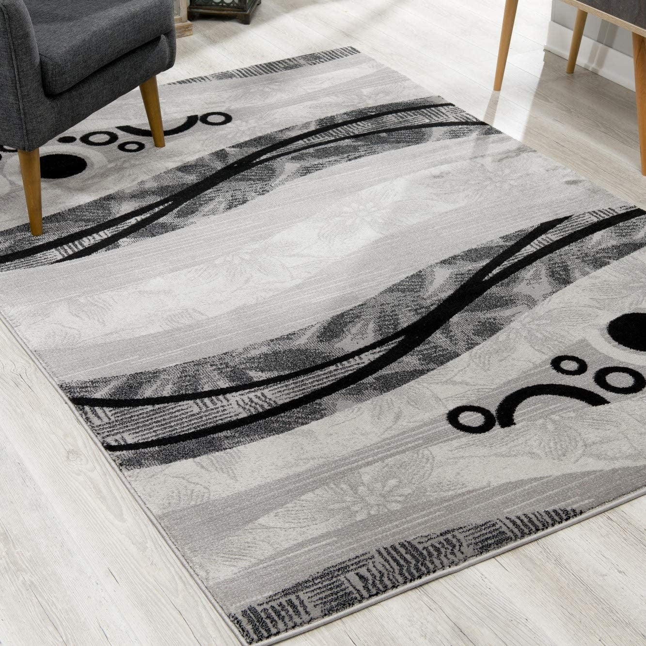 5' X 7' Gray Abstract Dhurrie Area Rug