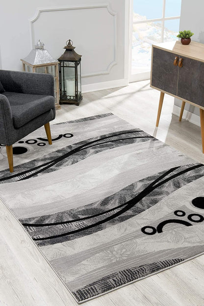 5' X 7' Gray Abstract Dhurrie Area Rug