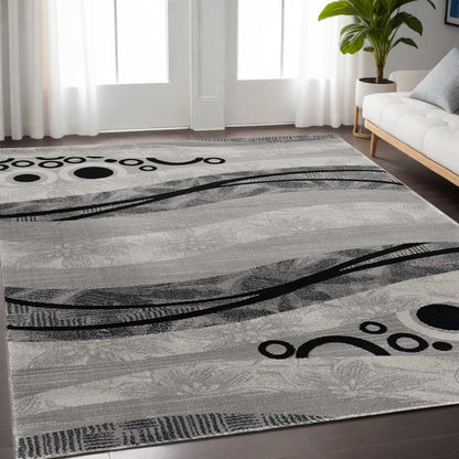 5' X 7' Gray Abstract Dhurrie Area Rug