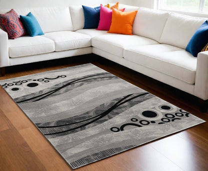 5' X 7' Gray Abstract Dhurrie Area Rug