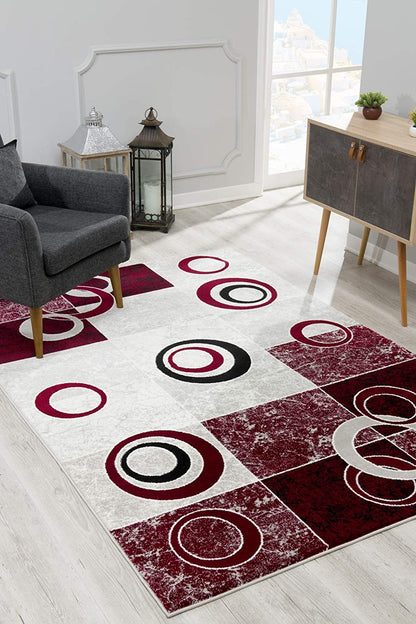 10' Red Abstract Dhurrie Runner Rug