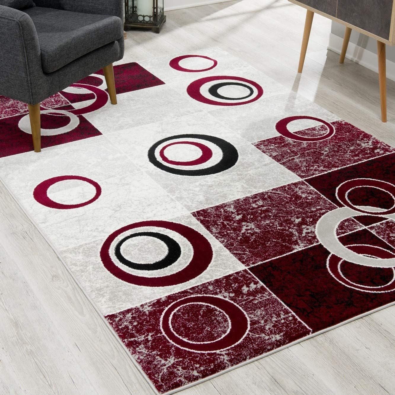 10' Red Abstract Dhurrie Runner Rug