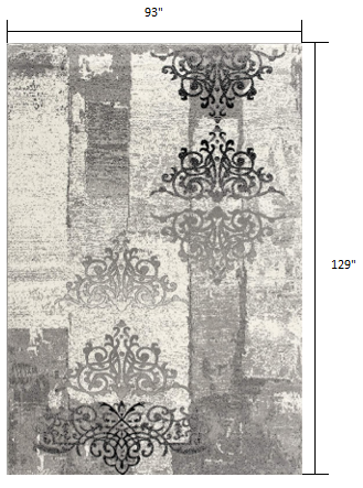 10' Gray Damask Dhurrie Runner Rug