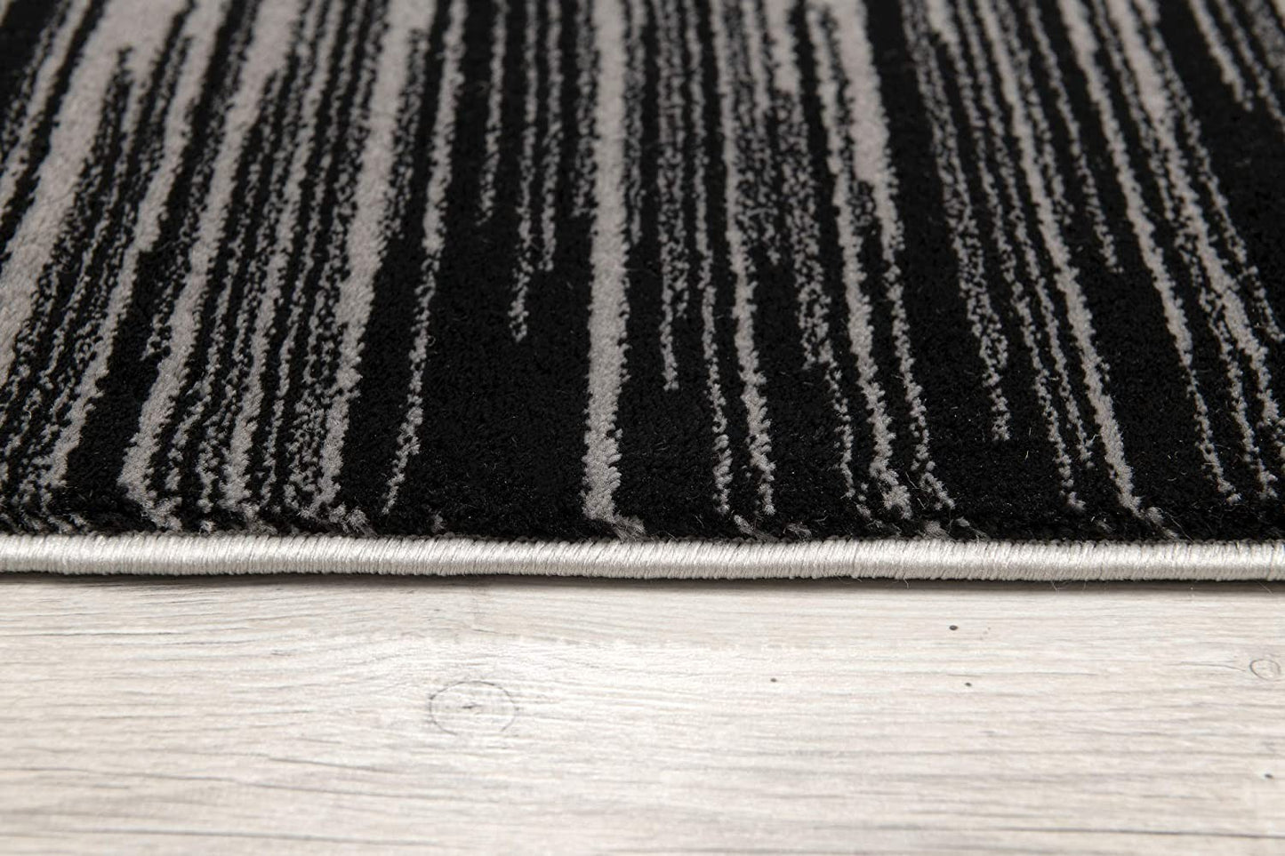 2’ X 10’ Black Transitional Striped Runner Rug