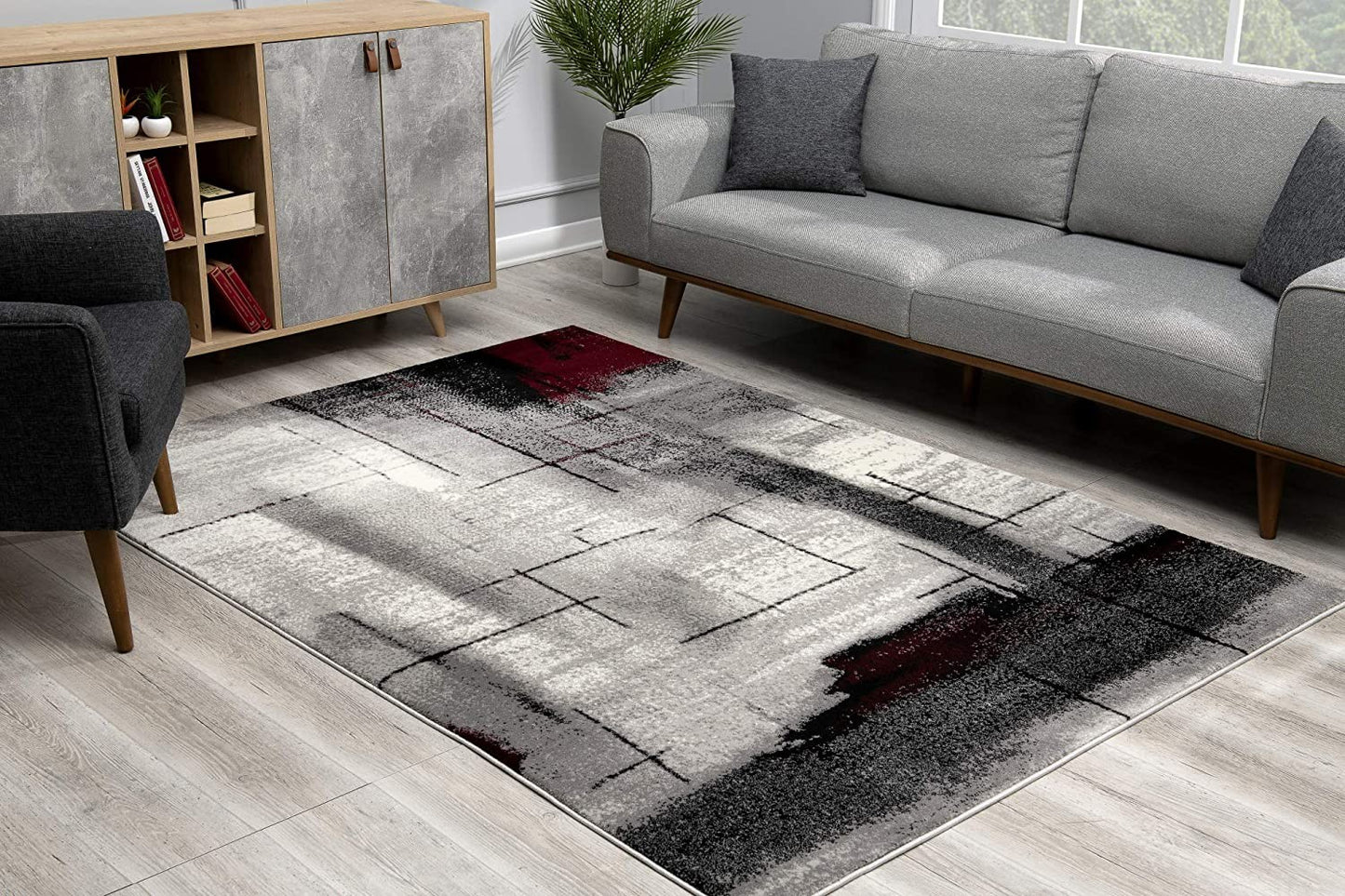 2' X 4' Gray Abstract Dhurrie Area Rug