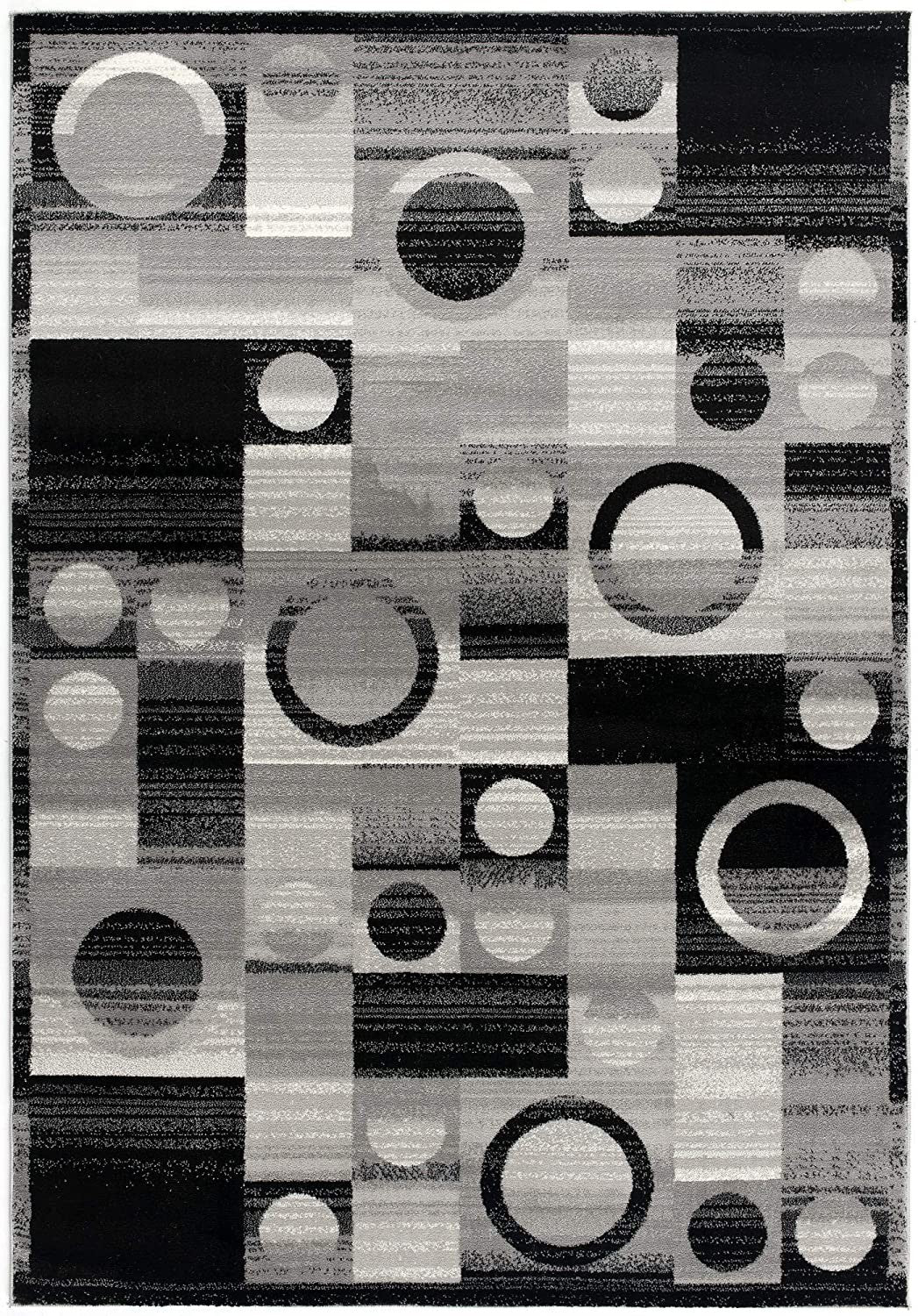 2' X 13' Gray Blocks And Rings Runner Rug - 39.37" (L) x 60.24" (W) x 0.23" (H)