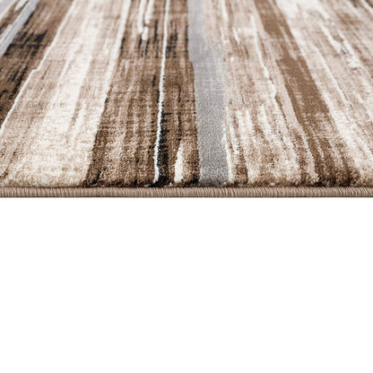 10' Beige Striped Dhurrie Runner Rug