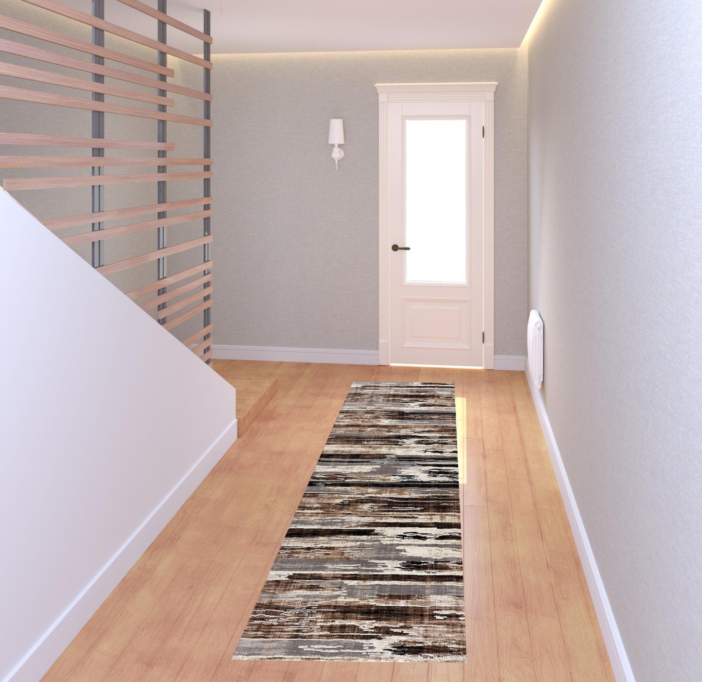 10' Beige Striped Dhurrie Runner Rug