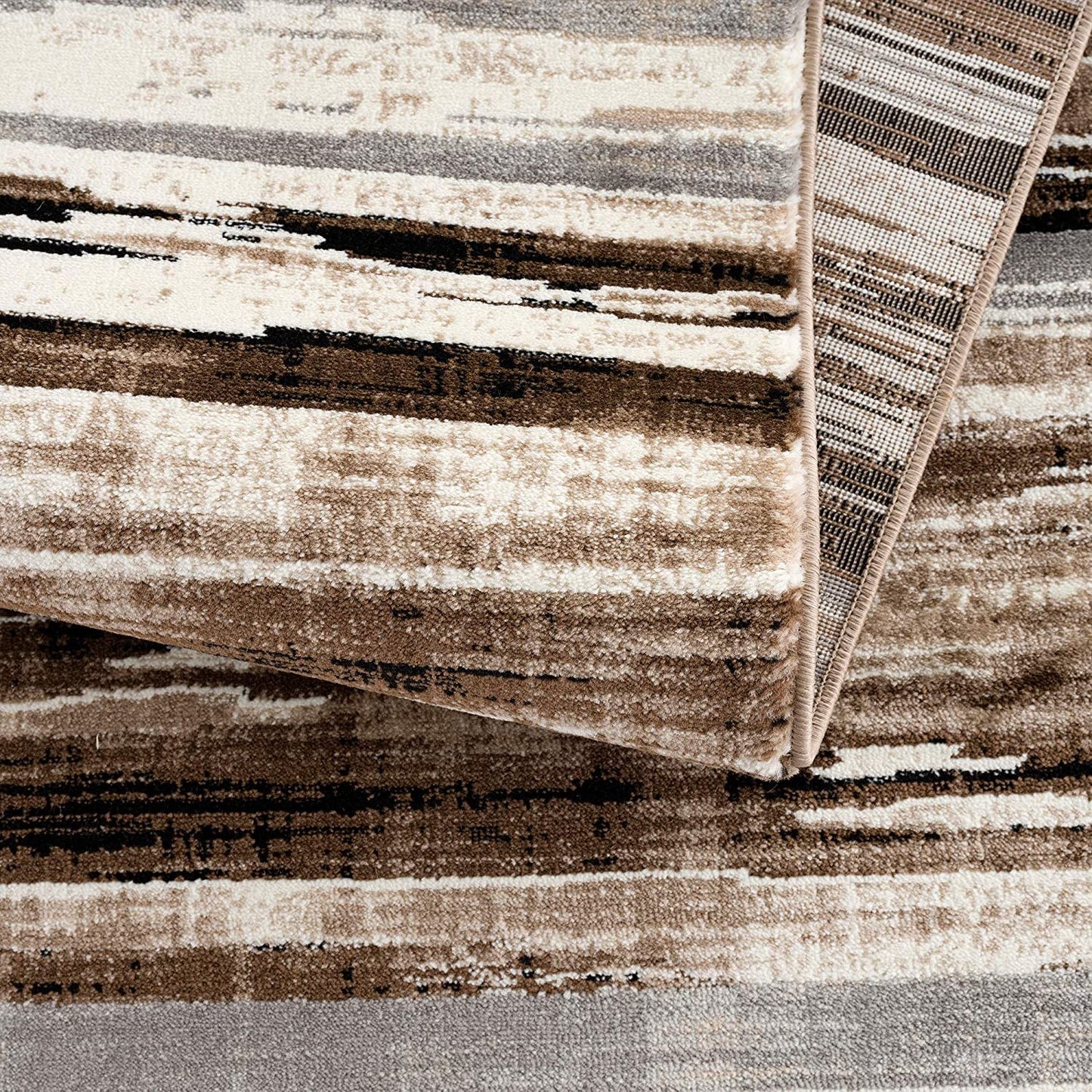 10' Beige Striped Dhurrie Runner Rug