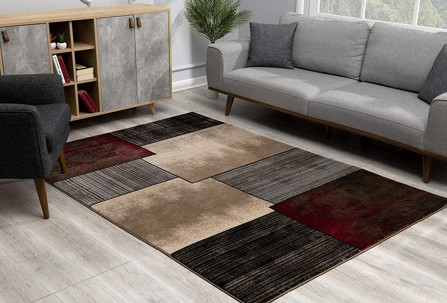 10' Brown Abstract Power Loom Runner Rug