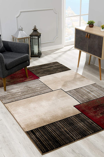 10' Brown Abstract Power Loom Runner Rug