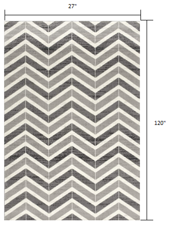 10' Gray Chevron Power Loom Runner Rug