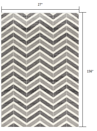 10' Gray Chevron Power Loom Runner Rug