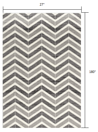 10' Gray Chevron Power Loom Runner Rug