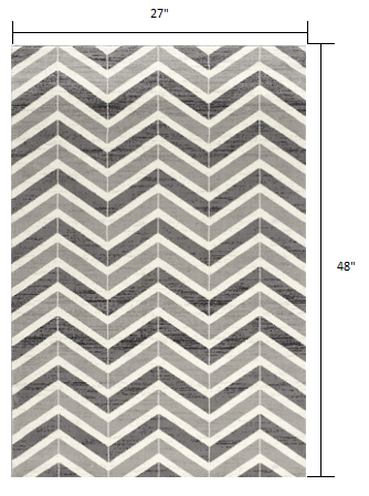 8' X 11' Gray Chevron Dhurrie Area Rug