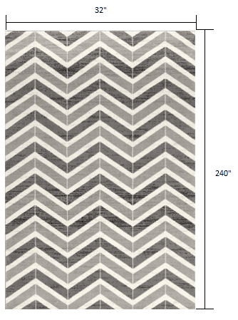 8' X 11' Gray Chevron Dhurrie Area Rug