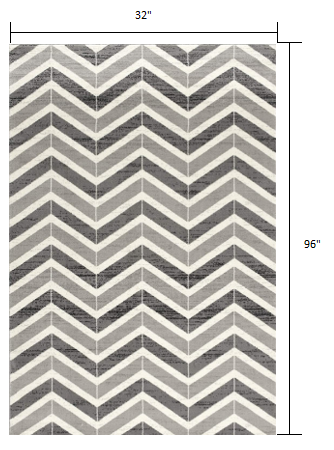 10' Gray Chevron Power Loom Runner Rug