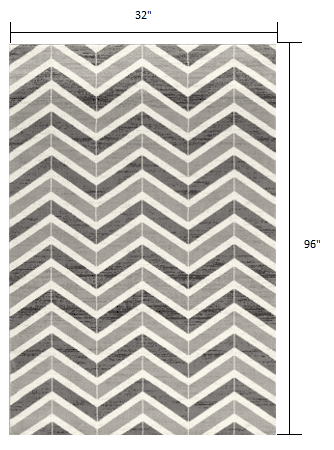 8' X 11' Gray Chevron Dhurrie Area Rug