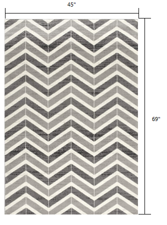 10' Gray Chevron Power Loom Runner Rug