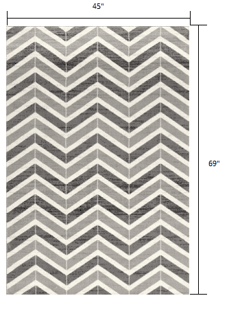 8' X 11' Gray Chevron Dhurrie Area Rug