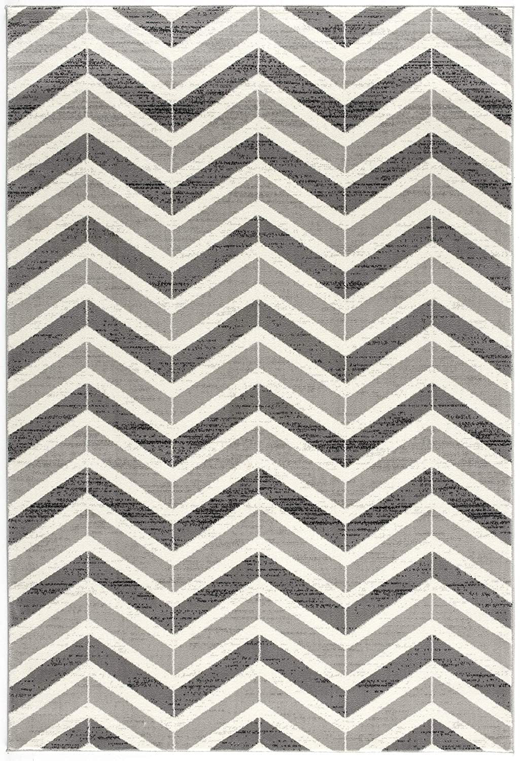 8' X 11' Gray Chevron Dhurrie Area Rug