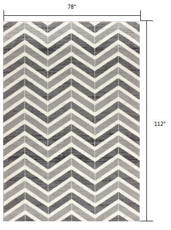 8' X 11' Gray Chevron Dhurrie Area Rug