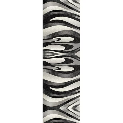 10' Black Gray and White Marble Power Loom Runner Rug