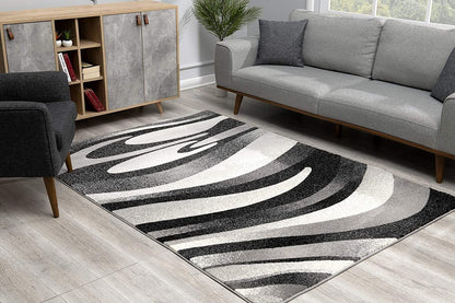 10' Gray Abstract Power Loom Runner Rug