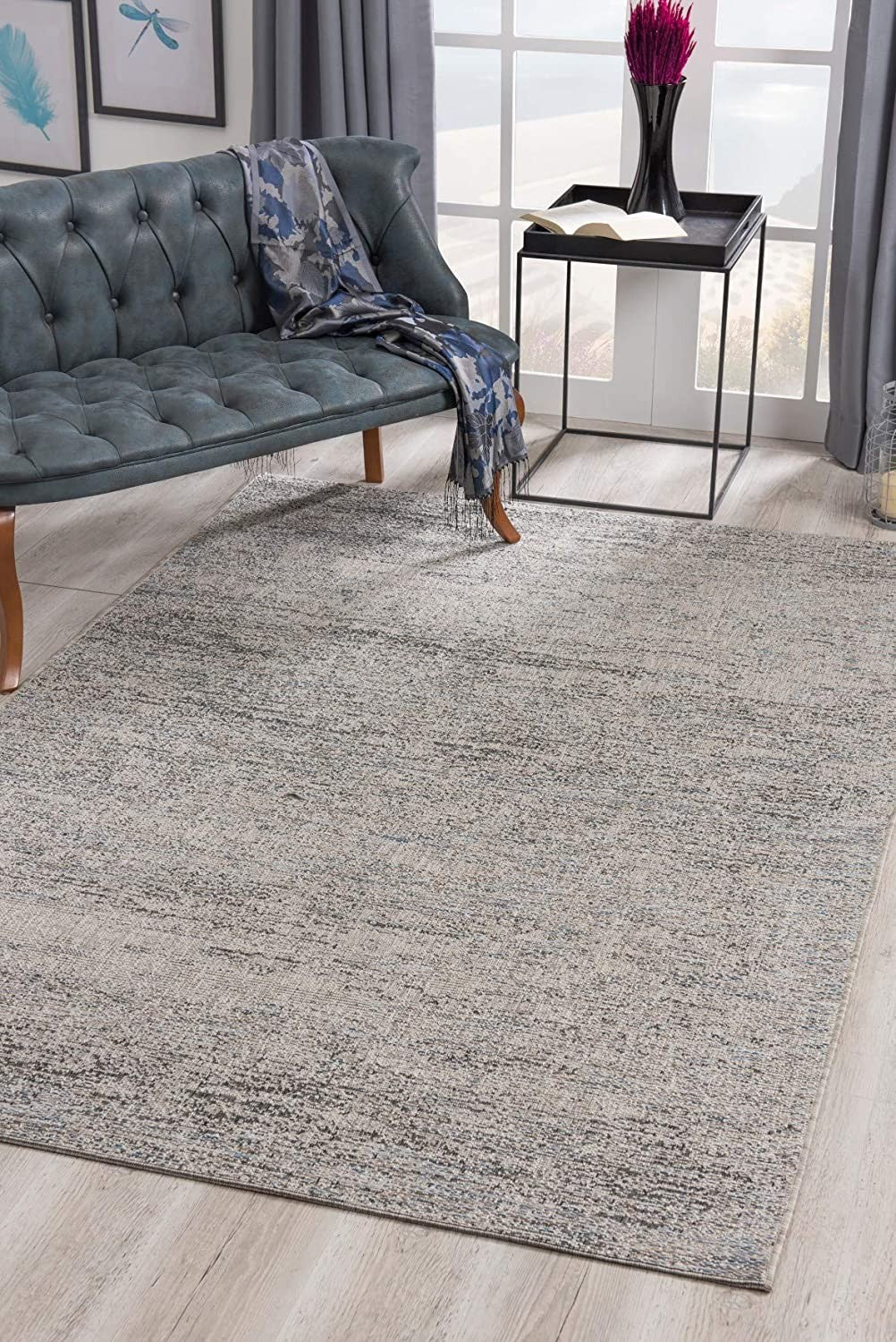 3’ X 5’ Blue And Gray Distressed Area Rug