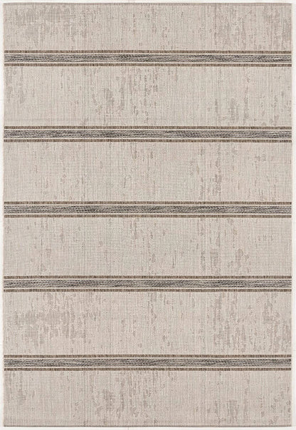 8' Ivory Striped Power Loom Runner Rug