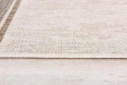 8' Ivory Striped Power Loom Runner Rug