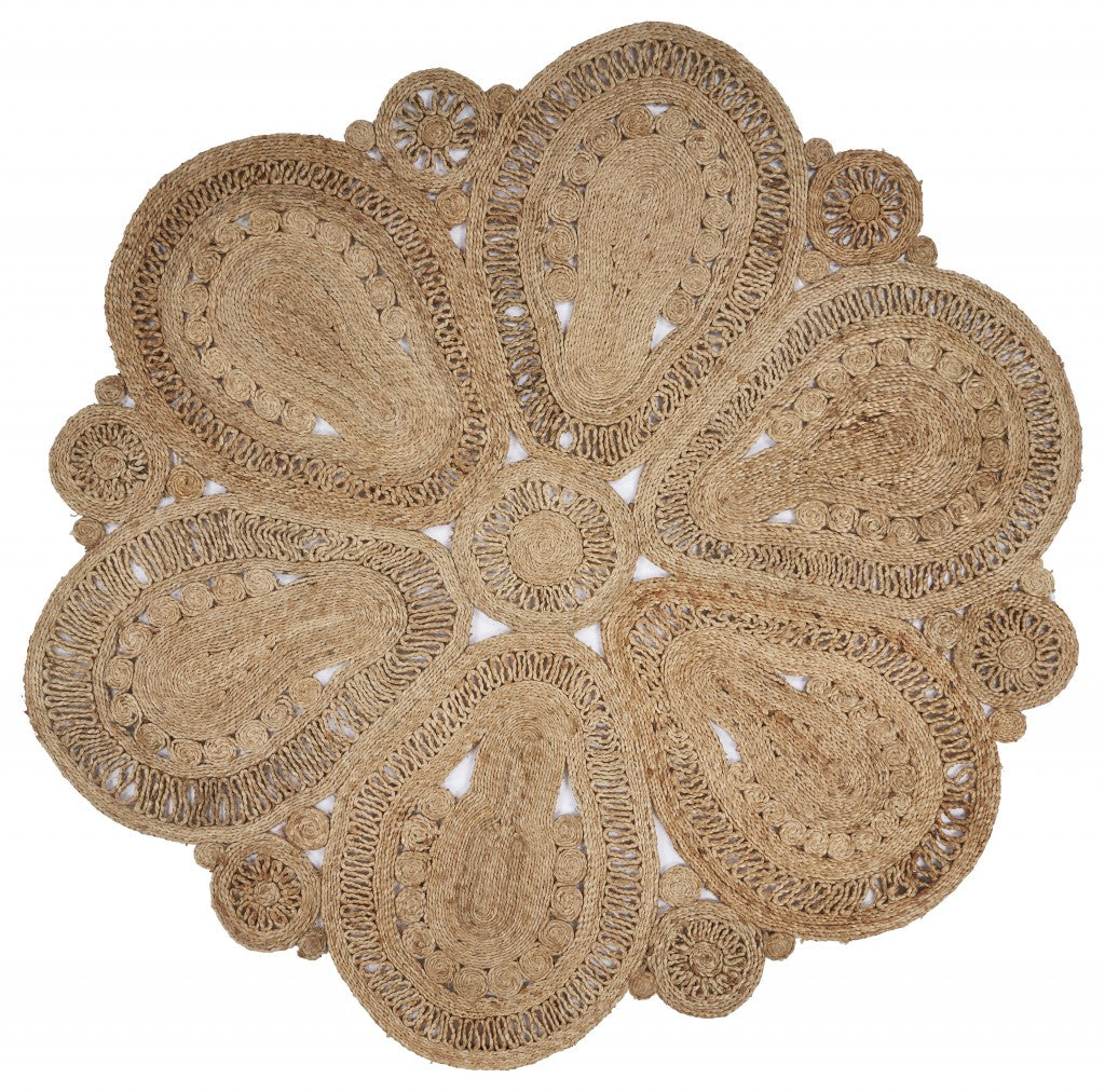 Floral Doily Natural Jute Area Rug