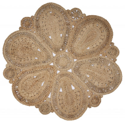 Floral Doily Natural Jute Area Rug