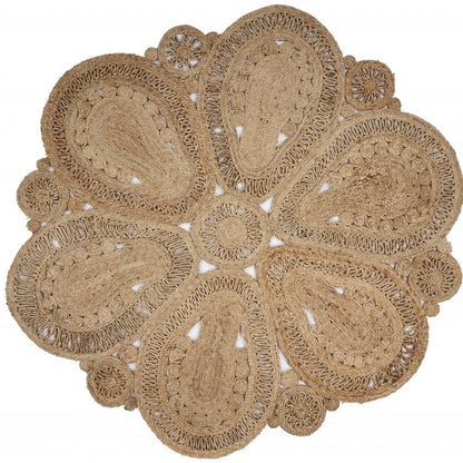 Floral Doily Natural Jute Area Rug