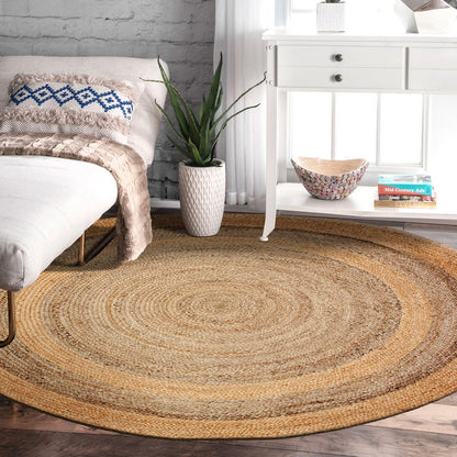 Two Toned Natural Jute Area Rug