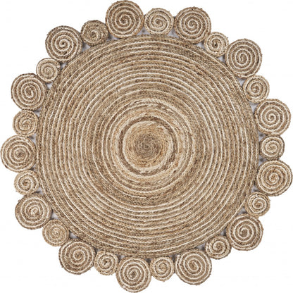 Bleached And Natural Spiral Boutique Jute Rug - 48.0" (H) x 48.0" (W) x 0.5" (D)