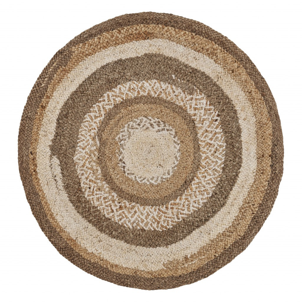 Multicolored Concentric Boutique Jute Rug