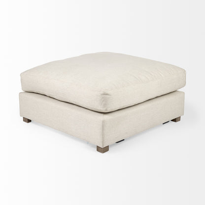 39" Beige Polyester And Brown Cocktail Ottoman