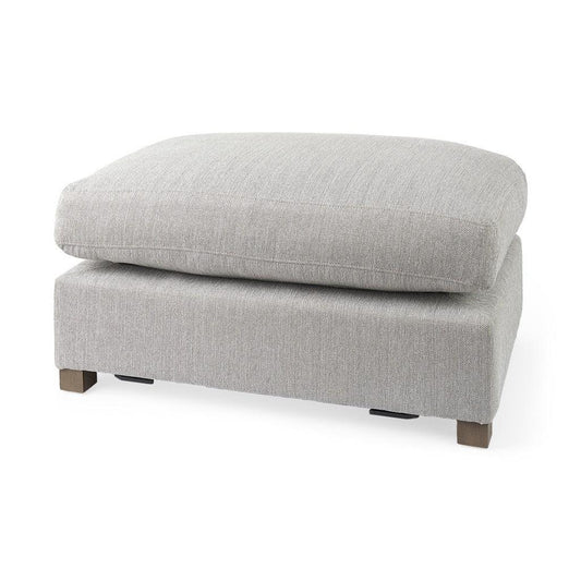 26" Light Gray Jute And Brown Cocktail Ottoman - FurniFindUSA