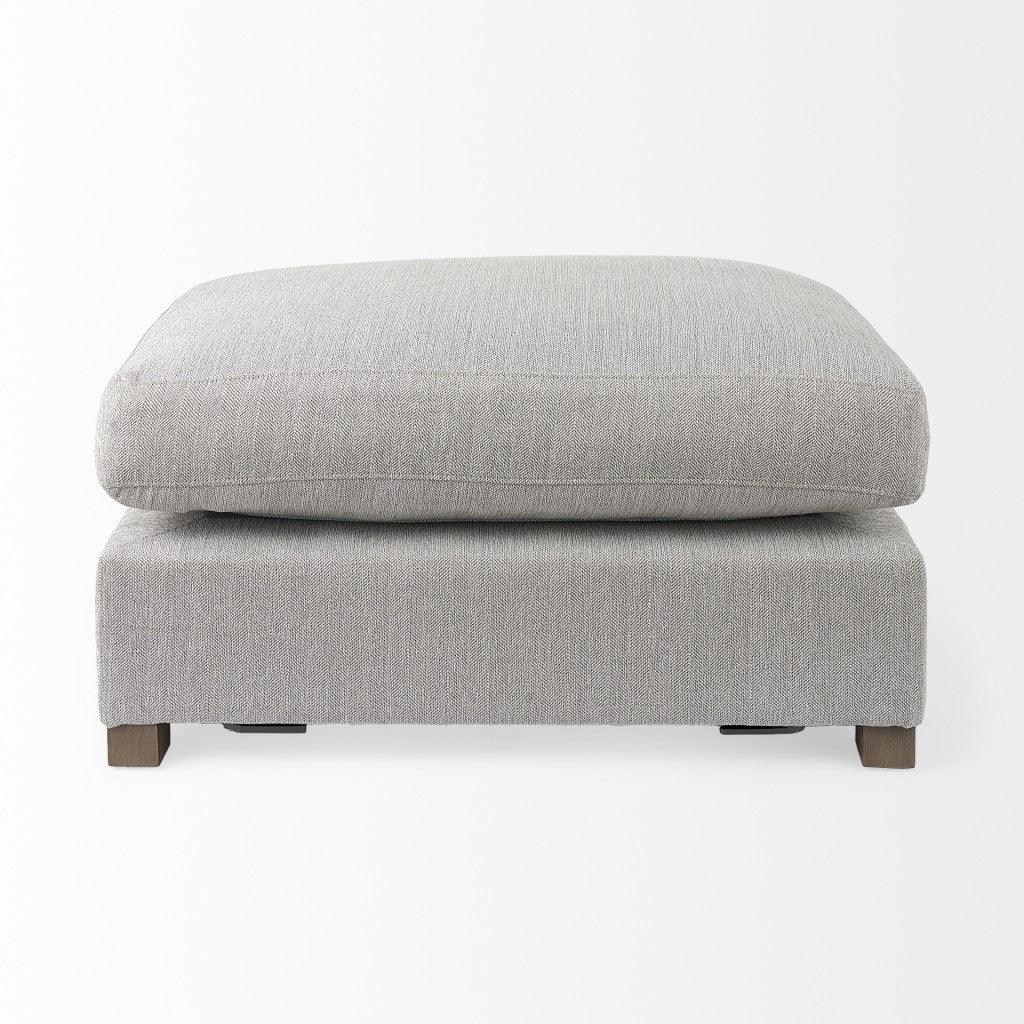 26" Light Gray Jute And Brown Cocktail Ottoman - FurniFindUSA