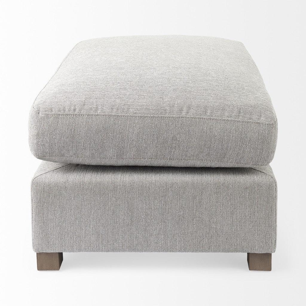 26" Light Gray Jute And Brown Cocktail Ottoman - FurniFindUSA