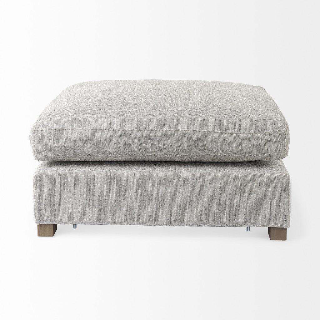 26" Light Gray Jute And Brown Cocktail Ottoman - FurniFindUSA