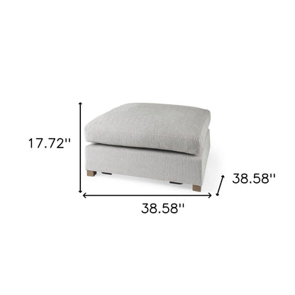 39" Light Gray Polyester And Brown Cocktail Ottoman - FurniFindUSA