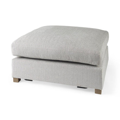 39" Light Gray Polyester And Brown Cocktail Ottoman - FurniFindUSA