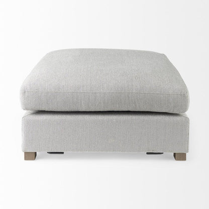 39" Light Gray Polyester And Brown Cocktail Ottoman - FurniFindUSA