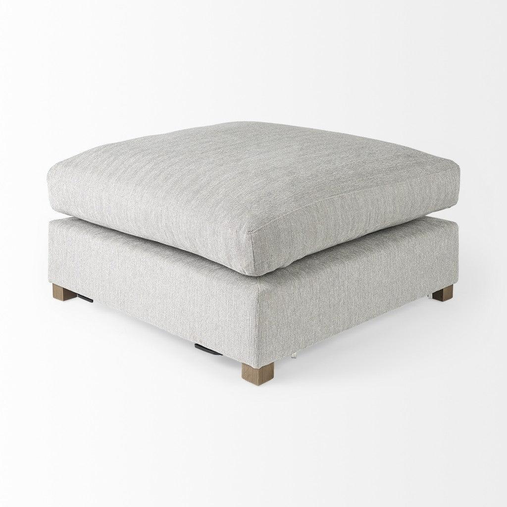 39" Light Gray Polyester And Brown Cocktail Ottoman - FurniFindUSA