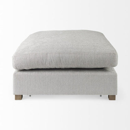 39" Light Gray Polyester And Brown Cocktail Ottoman - FurniFindUSA